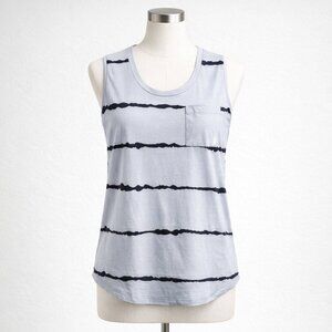 Hount Sleeveless Tank Top Y2K sporty Small Gray Black striped PPT Viscose Nylon